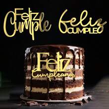 3Pcs Spanish "Feliz Cumpleaños" Birthday Cake Topper, Birthday Party Cake Decorations - Ins Cake Topper For Birthday Party Decor, Social Media Photo Props, Festive Events