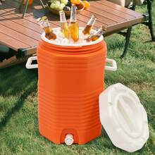 4-Gallon PU Insulated Beverage Cooler With 48-Hour Ice Retention, Stackable & Portable For Parties & Outdoors - Orange - View 4