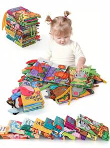 6-Page Unrippable Cloth Book For Infants & Toddlers, Montessori Cognitive Book With Ocean Animals & Dinosaur Cartoon Patterns, Promotes Early Learning & Cognitive Development, Christmas/Thanksgiving Gift, Baby Sensory Book, Infant Cloth Book, Baby's First Cognitive Book