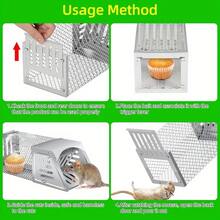 2025 Humane Live Cage Trap For Rats Mice Chipmunks Squirrels Metal Rodent Trap With Sensitive Pedal Trigger For Indoor And Outdoor Use In Homes Gardens Sheds - Silver - View 4