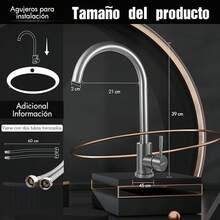 Grifo de Cocina, Mezcladora para Fregadero de Acero Inoxidable 304, Grifo Moderno de 360 ° Giratorio, Grifo Monomando para Cocina para Agua Caliente y Fría, Acabado Níquel Cepillado, CV-10020 - Níquel Cepillado 1 - Ver 3