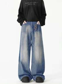 1 Stück Herren Mode lässige weite Jeans im Vintage-Stil, ausgewaschen