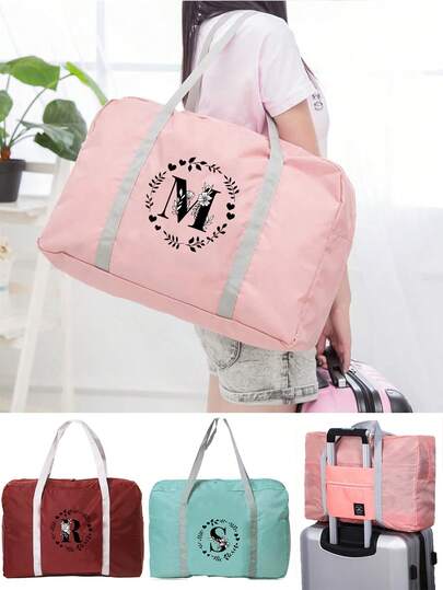 Faltbare Reisetasche für Fluglinien Handgepäcktasche für Frauen, kreatives Anfangsbuchstabe A-Z Reisetasche für unisex, leicht, mit großem Fassungsvermögen, für Sport, Wochenendtrip, Übernachtung