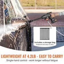 KFFKFF Cordless Pressure Washer, 580-PSI 1.1 GPM Portable Power Cleaner, Handheld High-Pressure Car Washer Gun With 4.0Ah Battery, Charger, 6-In-1 Nozzle, For Home/Floor Cleaning & Watering