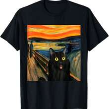 El Grito del Gato Negro de Munch Edvard, famoso cuadro, camiseta divertida - Negro - Ver 1