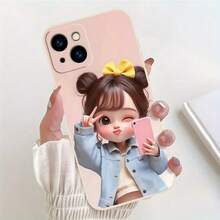 1 funda de teléfono de moda no incluye cordón ni soporte. Compatible con 17 Pro, 16, 15, 14, 13, 12, 11 Pro. Diseño creativo con dibujos animados de una chica linda, funda de teléfonoóvil hermosa, como regalo para novios y novias. - Colores mixtos 2 - Ver 2