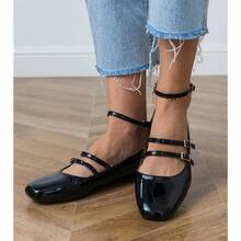 Black Patent Leather Elegant Ballet Flats, Suitable For Daily Commute - Black - View 5