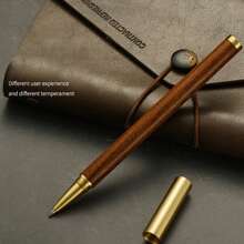1 pezzo Penna a sfera in ottone/Astuccio in velluto, realizzato in ottone e legno massello, aspetto semplice ed elegante, basso profilo e retrò, punta in carburo di tungsteno ad alta precisione, scrittura fluida, design a spirale all'interno del cappuccio, design ergonomico, adatto come penna regalo, penna per affari, penna per firmare, regalo, premio scolastico e regalo di incentivazione, forniture per ufficio e scolastiche, articoli per il ritorno a scuola