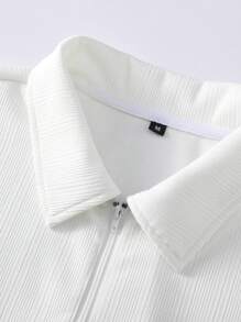 Conjunto informal de 2 piezas de hombre con polo de cuello de collar de tejido jacquard de manga corta + pantalones cortos con cordón