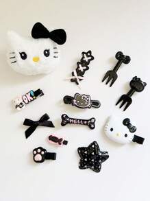 Sanrio Sanrio 14/12pcs Hello Kitty Hair Clips, Sweet Cute Mixed Color Plastic Hairpin Set With Bangs Clips, For Girls Friends Daily Wear & Birthday Valentine Gifts, Summer Beach Accessories Claw Clips Hair Slide Hair Barrettes