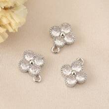 5 colgantes de trébol de cuatro hojas de circonita DIY, chapados en cobre con 18K, disponibles en colores oro y plata, accesorios de moda y minimalistas.