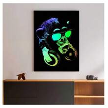 1pc Frameless DJ Monkey Crocodile Giraffe Animal Portrait Posters Vintage Painting Printing Sunglasses Alpaca Canvas Wall Arts Modern Living Room Bedroom Dormitory Study Bar Interior Wall Decoration Home Decoration