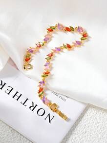 1pc Dopamine Colorful Zirconia 18K Gold Plated Ladies Bracelet.Gorgeous And Colorful Zirconia Decorative Bracelet,Stylish And Simple Summer Jewelry,Elegant Jewelry Gift.Suitable For Daily,Vacation,Party,Wedding,Gift.Valentine's Day Gift,Birthday Gift.