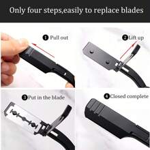 Men's Straight Razor, With 10pcs Replaceable Stainless Steel Blades, Manual Shaver With Aluminum Handle & Storage Bag, Portable Foldable Shaver For Home Use & Barber Razor, Gift For Father Day & Boyfriend, Valentine's Day, Christmas
