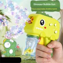 1 PIEZA Adorable pistola de burbujas de dinosaurio de dibujos animados, sin pilas necesarias, presiona continuamente para hacer burbujas, adecuado para juegos de interiores y exteriores para niños, adecuado para que los niños presionen, juego de burbujas, diversión con burbujas, casa de burbujas