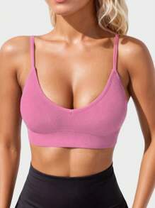 3 buc/set sutien sport multicolor la modă, cu spate încrucișat, pentru femei, cu absorbție a șocurilor, cupe subțiri, push-up, bretele fixe reglabile, camisol