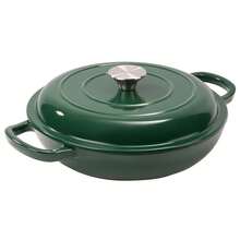 Kerilyn 3 Quart Enameled Shallow Cast Iron Dutch Oven With Lid, Dual Handles Dutch Pots For Cooking, Stewing, Heavy-Duty & Nonstick, Oven Safe Up To 500° F, Works On All Stovetops - 綠色 - 查看 2