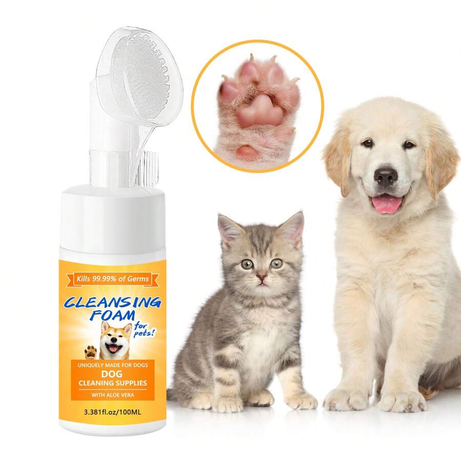 100 ml Nettoyant sans rinçage pour animaux de compagnie - Nettoyant pour pattes de chiot | Nettoyant moussant doux et sans parfum pour tous les chiens - 3,381 fl.oz