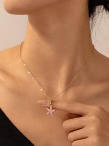 1 Stück elegante Zinkalegierung Seestern Kette, geeignet für Sommer, Strand oder Hochzeitsfotos