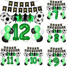 23/24 Stücke, 32 Zoll grüne Zahlen Fußball Geburtstags Party Dekorationen inklusive Zahlen 7, 8, 9, 10, 11, 12 und Pentagramm & Fußball Ballon Set, Sport Themen Party Dekoration, Geburtstags Dekoration, Feier Dekoration, geeignet für Fotoshootings, Atmosphäre Hintergrund Aufbau, Party Zubehör