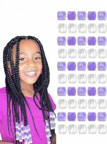 50 piezas de cuentas de colores decorativas para el cabello de niñas, surtido de colores
