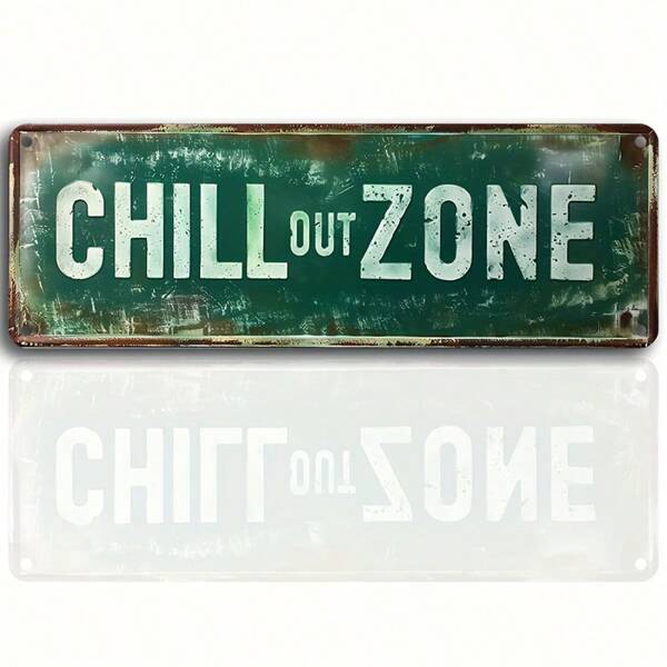 Vintage "Chill Out Zone" Decorative Sign , Wall Hanging Plaque With Retro Design For Home, Cafe, Restaurant, Garage, Farmhouse Decor - Multipurpose, Gift Item