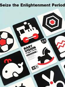 1PC High Contrast Baby Flashcards Black White Card, Newborn Brain Development Toy, Visual Stimulation Learning Activity Cards, 20 Pcs 40 Pages Educational Infants Gift (Black & White & Color), Stationery Supplies - Color - View 4