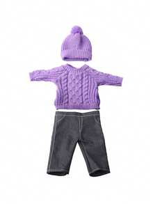 1 套 18 英寸娃娃毛衣和牛仔裤套装，可爱的娃娃服装套装包括娃娃毛衣 + 娃娃帽子 + 娃娃牛仔裤，儿童玩具服装，超棒的复活节礼物