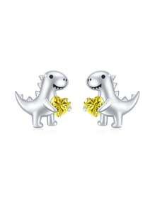 1 Paar süße S925 Sterling Silber Dinosaurier Ohrstecker, geeignet für täglichen Gebrauch von Frauen, Geschenk für Schwestern, beste Freunde, Geburtstag, Jahrestag