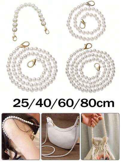 10mm Pearl Chain With Lobster Clasp, 25-80cm Length, Suitable For Handbags, Shoulder Bags, Crossbody Bags, Also For Phone Straps, Water Bottle Holders, A Thoughtful Gift For Sisters And Loved Ones
