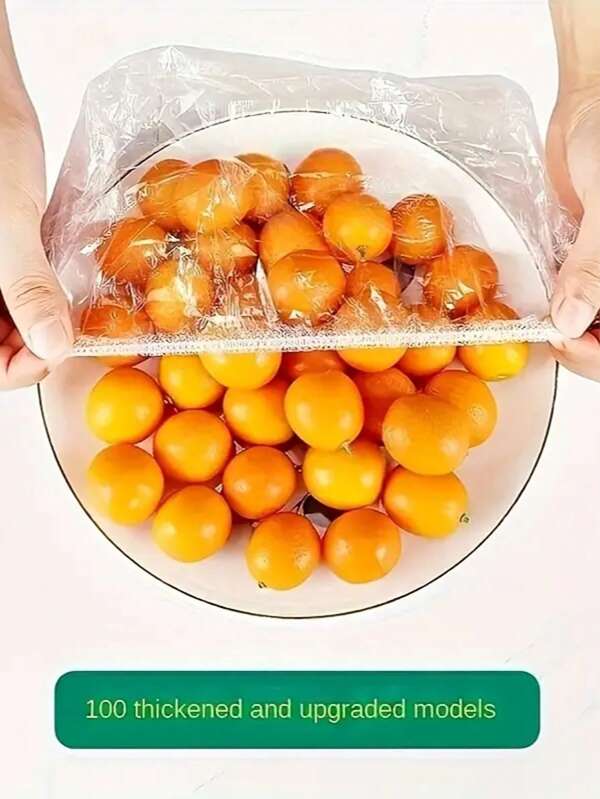 100pcs Reusable Elastic Food Storage Covers - Transparent Expandable Plastic Bowl/Plate Sealing Film, Odorless, Substitute For Aluminum Foil & Disposable Membranes, Food Wrap For Leftover Dishes, Stretchy Bowl Covers, Thickened Preservation Film