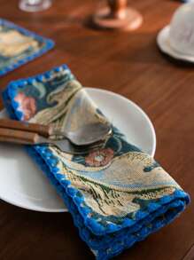 1/4/6/12 piezas Manteles individuales con estampado de flor de tulipán, estilo vintage pastoral americano para decoración de cocina, mesa de comedor para reuniones festivas, fiestas de cumpleaños, decoración del hogar, dormitorio, jardín, todo el año