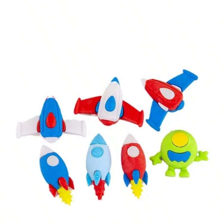 (3pcs Random Pattern) Astronaut Space Series Creative Cute Erasers, Student Stationery Prizes & Rewards Gifts - Multicolor - View 5