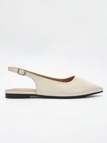 Wide Fit Women's French Back Open Pointed Toe Sandals, Versatile Elegant Flat Slip-On Outdoor Shoes, Spring/Autumn 2025 New Arrival