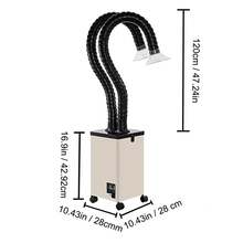 Solder Fume Extractor, 150W 165CFM Soldering Smoke Extractor With 3-Stage Filters, 3 Speed Adjustable Smoke Absorber And Purifier For Soldering, Engraving, DIY Welding, Salon - US A Type Plug(110-127V) - View 9