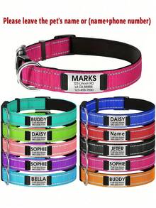 Personalized Reflective Dog Collar With Engraved ID Tag, Custom-Made Nylon Dog Collar With Leash Clip, Noiseless Design, Dog Outdoor Accessory And Decoration - Multiple Sizes Fit Large, Medium And Small Pets. A Good Gift For Pets.,Vacay Vibes Ornamental,Engraved Stylish,Fashion,Colorful,Vintage,Cute,Contracted,Cuties Custom,Unique,Customized,Personalized Pet For Anniversaries,For Birthdays,Customized Pet Collars, Leashes & Harnesses,Pet Lovers - Multicolor - View 5