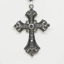 1pc Vintage Cross Pendant Necklace, Fashionable Sweater Chain Suitable For Women And Men