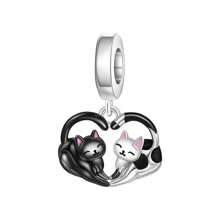 CYCUFF 1 Pc Silver Plated Fine Charm Black Cat Raccoon Butterfly Pendant For Original Bracelet Necklace DIY Jewelry Making Fit Women Birthday Gift