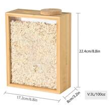 Bamboo Kitchen Cereal Container Storage Dispenser, 3 Liter Airtight Food Storage Pantry Organizer With Knob Sealing Lid, Home Storage Cereal, Rice, Flour, Snacks, Candy, Coffee Bean Container, Back To School Supplies