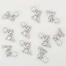5 Pieces DIY Star Zirconia Pendants, Copper Plated With 18K Available In Gold And Silver Options, Cute Bear Accessory For Making Earrings, Necklaces, Bracelets, Anklets, Can Be Worn Daily Or Given As A Gift To Friends.