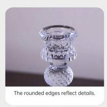Glass Candle Holder, Crafted With Glass Material Through Precise Cutting Technique. Minimalist And Modern Style, Transparent And Colorless, Cylindrical Exterior With Carved Floral Details, Suitable For Candle Placement, Applicable For Candlelight Dinners, Weddings, Anniversaries And Other Occasions.