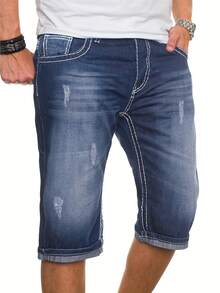 Men's Washed Casual Stretch Denim Jeans - Dark Wash - View 3