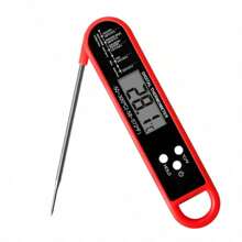 Folding Probe Digital Food Thermometer, Kitchen Smart Electronic Temperature Gauge For Cooking, Meat, BBQ, 304 Stainless Steel, Temp Range -50~300°C, Accuracy ±0.8°C, Response Time 2-3s, Uses CR2032 Battery