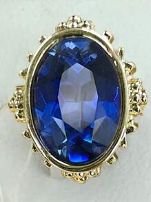 1 pieza Anillo de metal dorado vintage personalizado con gema falsa geométrica de moda, adecuado para combinar con atuendos y accesorios diarios, así como para fiestas o eventos