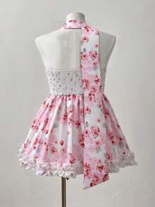 Women's Asymmetrical Floral Decor Strapless Vest With Scarf, Detachable, Vintage Y2K Streetwear