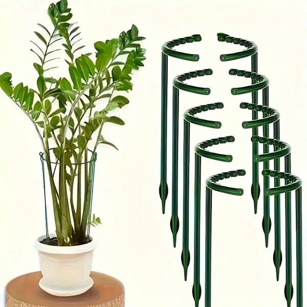 1 Set de 8 piezas, Anillos de soporte de plástico de 9.84 pulgadas, adecuados para invernadero y jardín, varillas de fijación semicirculares para flores y plantas trepadoras de interior, herramientas de bonsái flexibles y ajustables, fáciles de fijar a la altura deseada