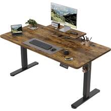 Gunji 120/140/160cm Höhenverstellbarer Schreibtisch mit Monitorfuß, ergonomischer Schreibtisch für das Heimbüro, Bürotisch