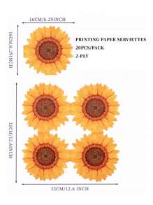 20 Stück/Packung Einweg-Servietten mit Sonnenblumenmuster, ideal für Geburtstag, Fest, Picknick & Hochzeitsfeier, Restaurants & Dessert-Shops Bedarf, aus Zellstoff hergestellt