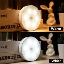4 件/2 件运动传感器 LED 夜灯，带运动传感器的磁性粘贴式表面灯，可充电且节能，适用于走廊、卧室、厨房、楼梯、壁橱、房间 - 白色 - 查看 4
