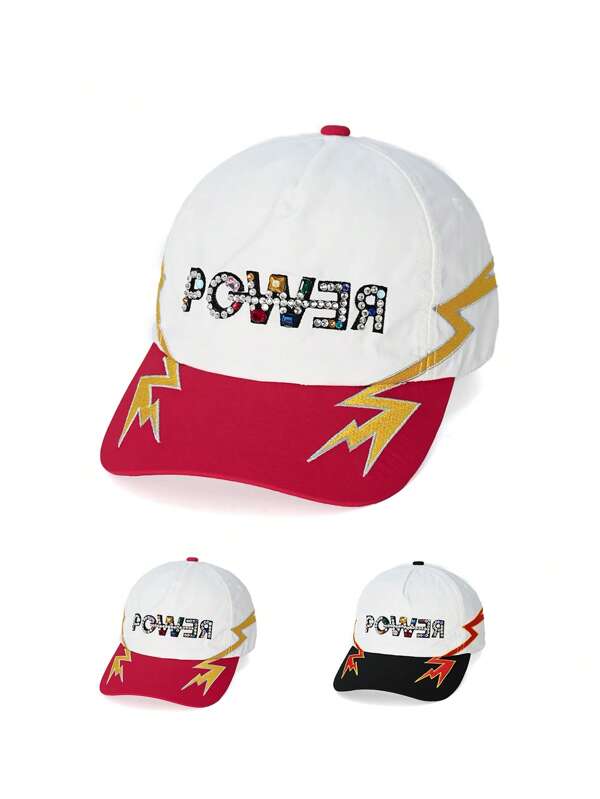 1pc PCWER Embroidered Baseball Cap, Adjustable Hat, Fashion Breathable Versatile Outdoor Sun Protection, Great Gift For Holidays